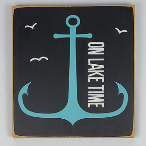 On Lake Time Fun Painted Decorative Wood Sign Lake Cottage Cabin