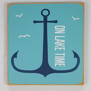 On Lake Time Fun Painted Decorative Wood Sign Lake Cottage Cabin