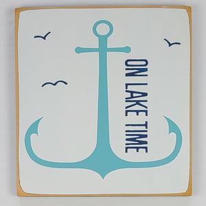 On Lake Time Fun Painted Decorative Wood Sign Lake Cottage Cabin