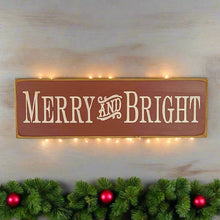 Load image into Gallery viewer, Merry and Bright wooden sign
