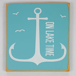 On Lake Time Fun Painted Decorative Wood Sign Lake Cottage Cabin