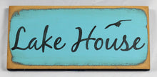 Load image into Gallery viewer, Lake House with Bird Flying Painted Decorative Wooden Sign
