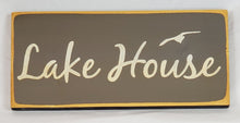 Load image into Gallery viewer, Lake House with Bird Flying Painted Decorative Wooden Sign
