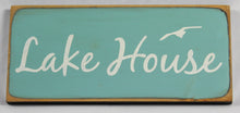 Load image into Gallery viewer, Lake House with Bird Flying Painted Decorative Wooden Sign
