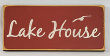 Load image into Gallery viewer, Lake House with Bird Flying Painted Decorative Wooden Sign
