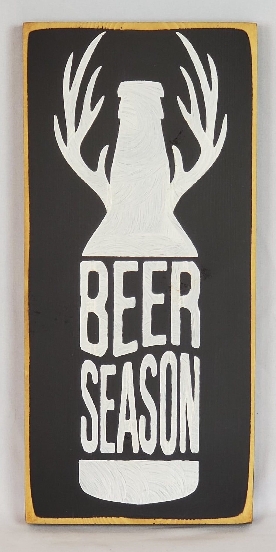 Beer Season  - Wood Sign with Bottle and Deer Antlers