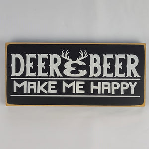 Deer and Beer Wooden Hunting Sign Drinking Man Cave Hunting Lodge