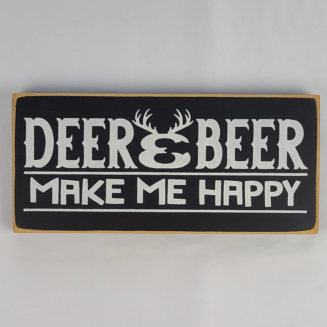 Deer and Beer Wooden Hunting Sign Drinking Man Cave Hunting Lodge