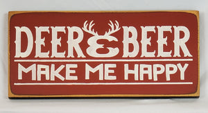 Deer and Beer Wooden Hunting Sign Drinking Man Cave Hunting Lodge