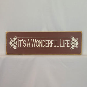 It's a Wonderful Life Wooden Sign - Horizontal Filigree Wall Decor, 6x18 Inches, Rustic Holiday Sign