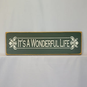 It's a Wonderful Life Wooden Sign - Horizontal Filigree Wall Decor, 6x18 Inches, Rustic Holiday Sign