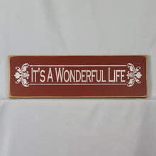 Load image into Gallery viewer, It&#39;s a Wonderful Life Wooden Sign - Horizontal Filigree Wall Decor, 6x18 Inches, Rustic Holiday Sign
