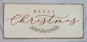 Merry Christmas with foliage Wooden Sign