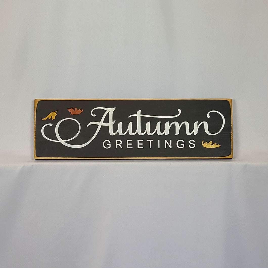 Autumn Greetings wooden sign