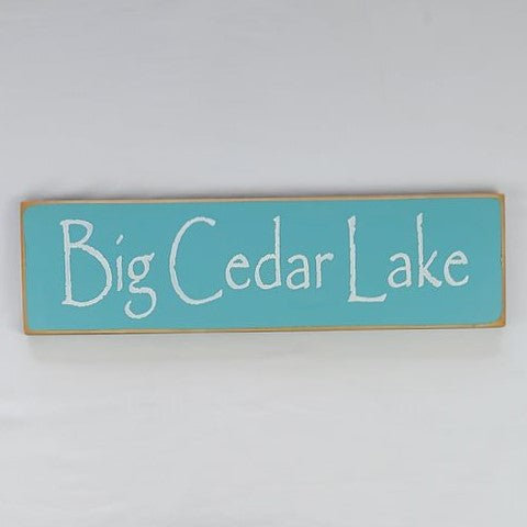 Big Cedar Lake painted wooden sign