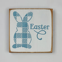 Load image into Gallery viewer, Easter Bunny Plaid Mini Wooden Sign
