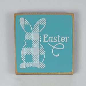 Easter Bunny Plaid Mini Wooden Sign