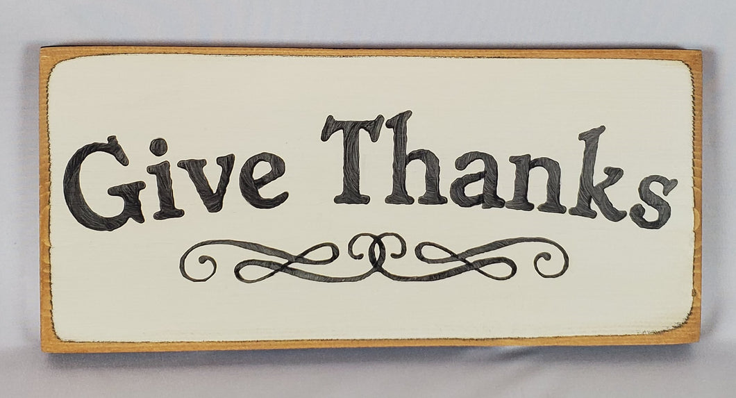 Give Thanks Decorative Wooden Sign