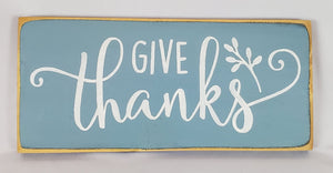 Give Thanks Whimsical Wooden Sign