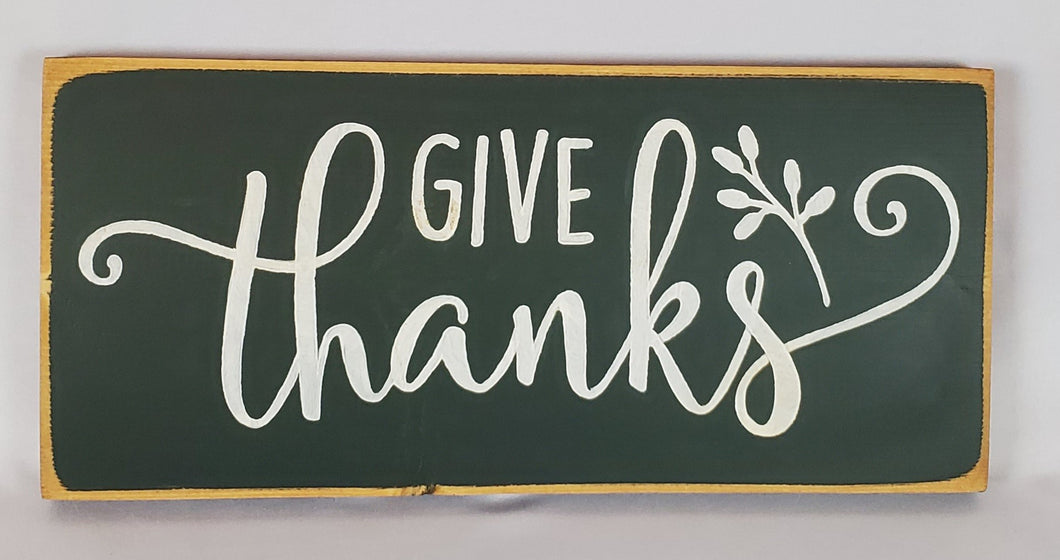 Give Thanks Whimsical Wooden Sign