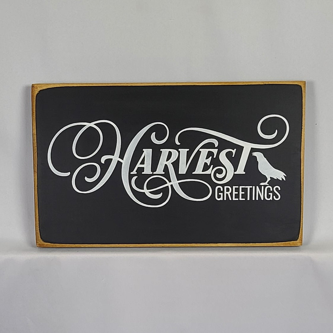 Harvest Greetings Wooden Sign