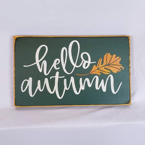 Hello Autumn Wooden Sign