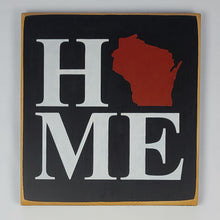 Load image into Gallery viewer, Home WI Square Wooden Painted Sign
