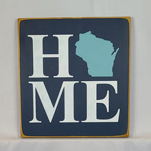 Load image into Gallery viewer, Home WI Square Wooden Painted Sign
