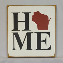 Load image into Gallery viewer, Home WI Square Wooden Painted Sign
