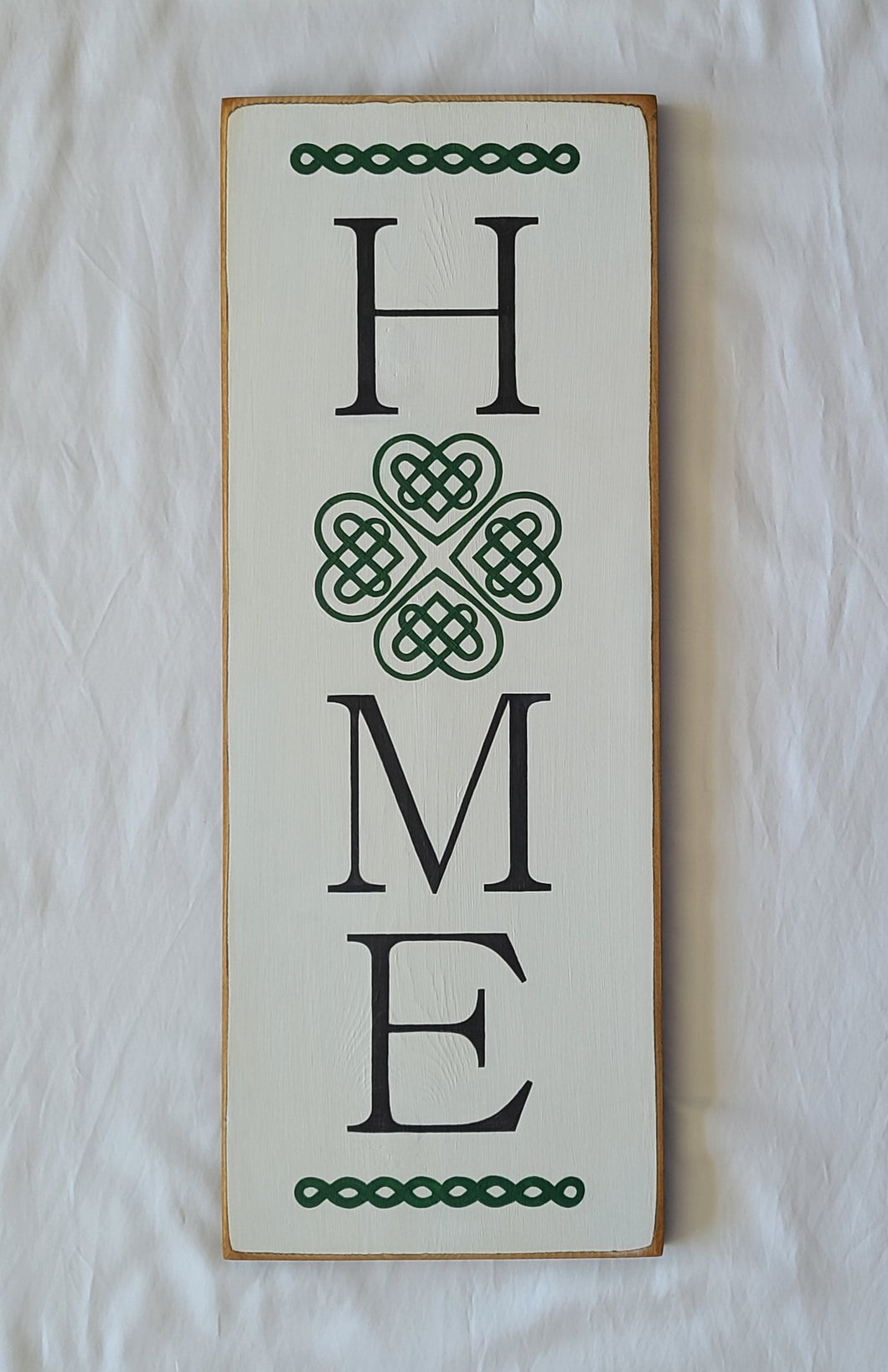 Home Vertical Wood Sign with Irish Knot for the O in Home Irish Wooden Sign