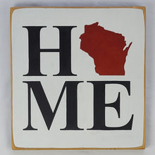 Load image into Gallery viewer, Home WI Square Wooden Painted Sign
