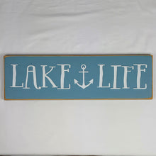 Load image into Gallery viewer, Lake Life Whimsical Lettering Painted Sign with Anchor
