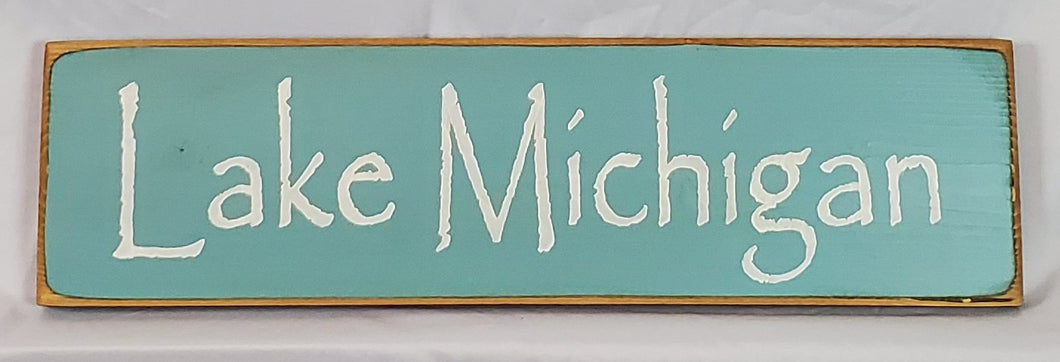 Lake Michigan Wooden Lake Sign