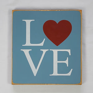 Love Square Wooden sign with Red Heart