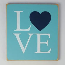 Load image into Gallery viewer, Love Square Wooden sign with Red Heart
