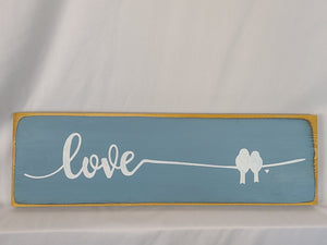 Love Birds Romantic Wooden Sign