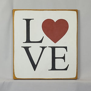 Love Square Wooden sign with Red Heart