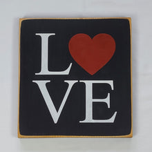 Load image into Gallery viewer, Love Square Wooden sign with Red Heart
