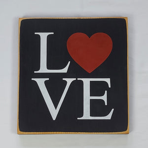 Love Square Wooden sign with Red Heart