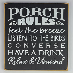 Porch Rules Decorative Wooden Sign