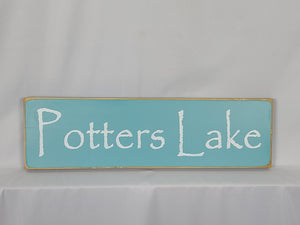 Potters Lake Wooden Lake Sign