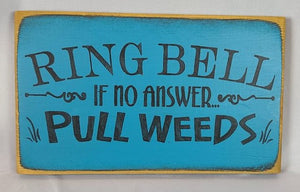 Ring Bell Pull Weeds Painted Wooden Spring Sign