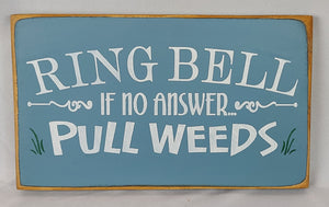 Ring Bell Pull Weeds Painted Wooden Spring Sign